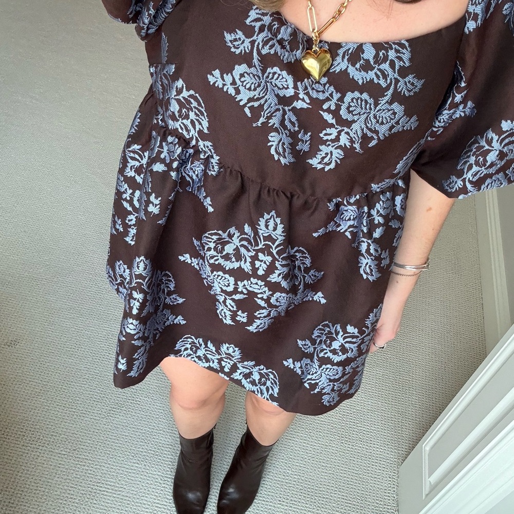 Anthropologie jacquard babydoll romper